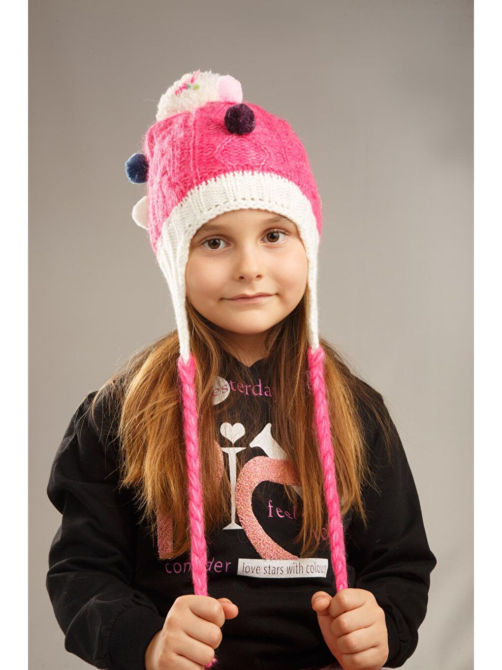 Pembe Ponpon Detaylı İçi Polar Kız Çocuk Bere-4