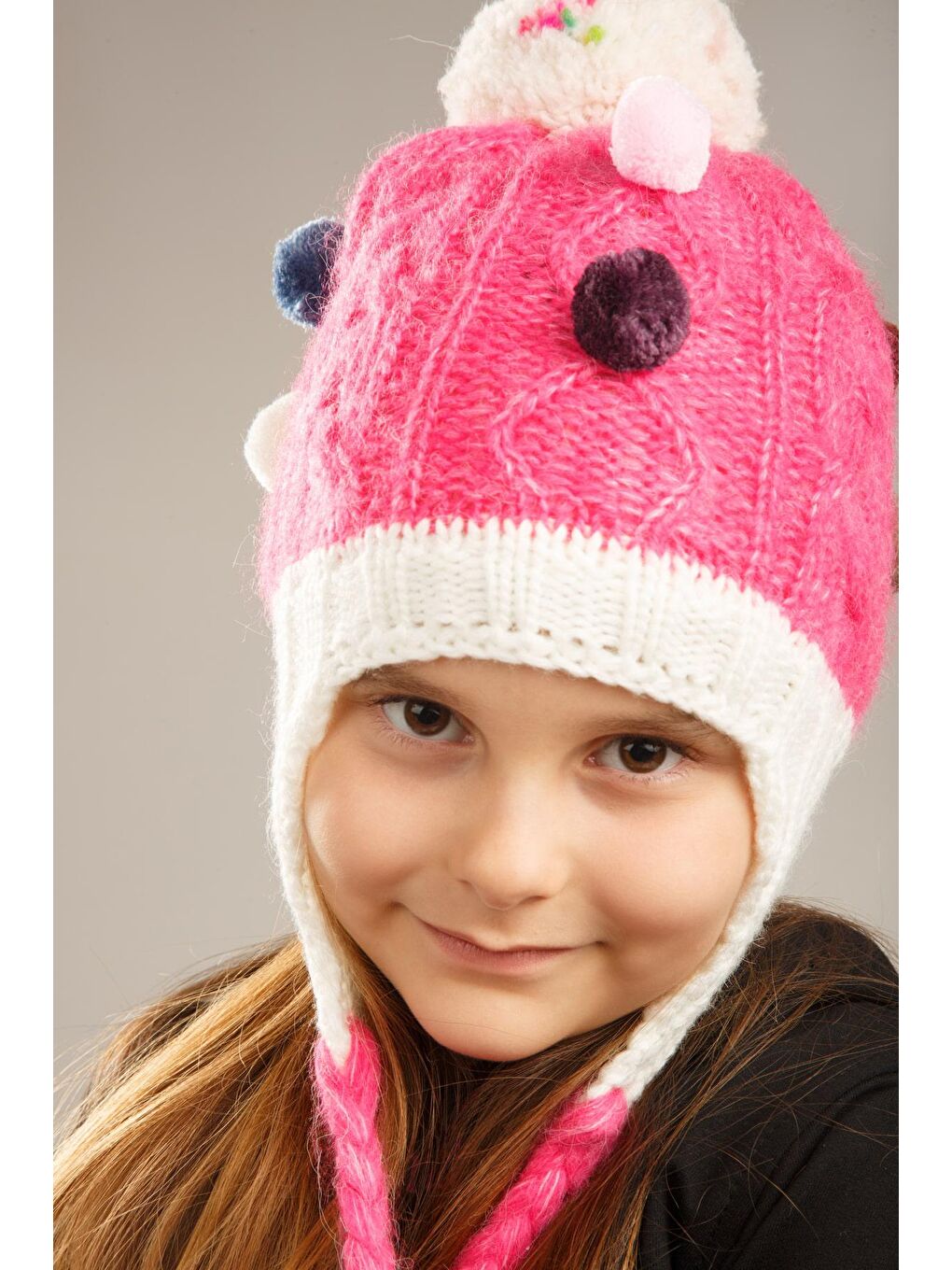 Pembe Ponpon Detaylı İçi Polar Kız Çocuk Bere-6