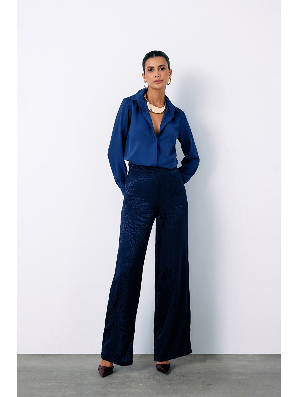 Klasik Düz Gömlek - Lacivert-1