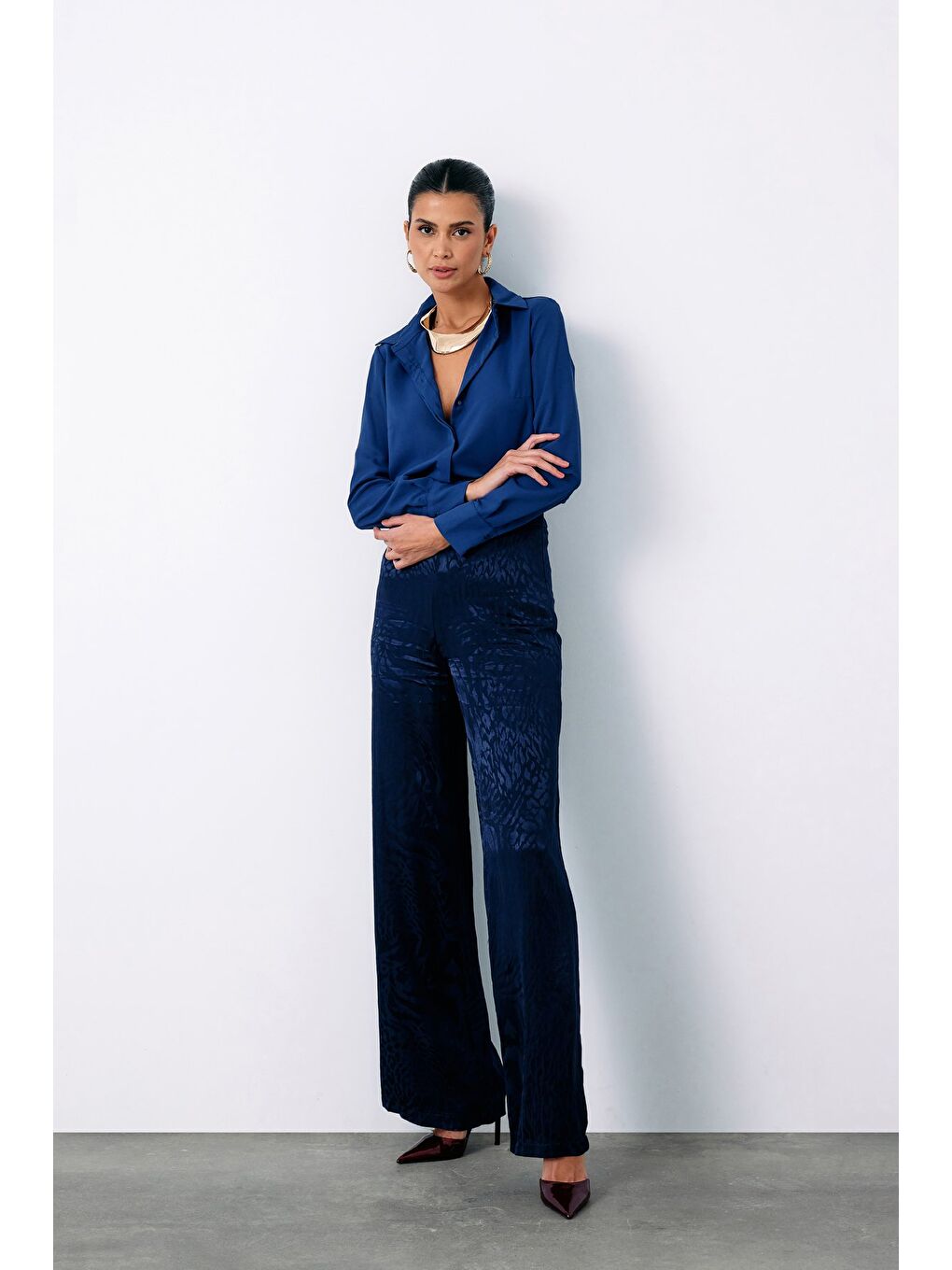 Klasik Düz Gömlek - Lacivert-2