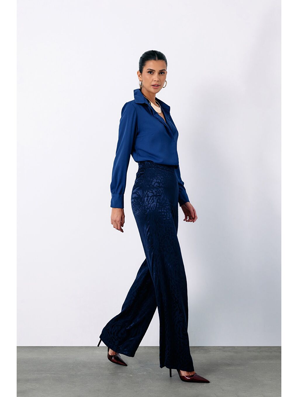 Klasik Düz Gömlek - Lacivert-3