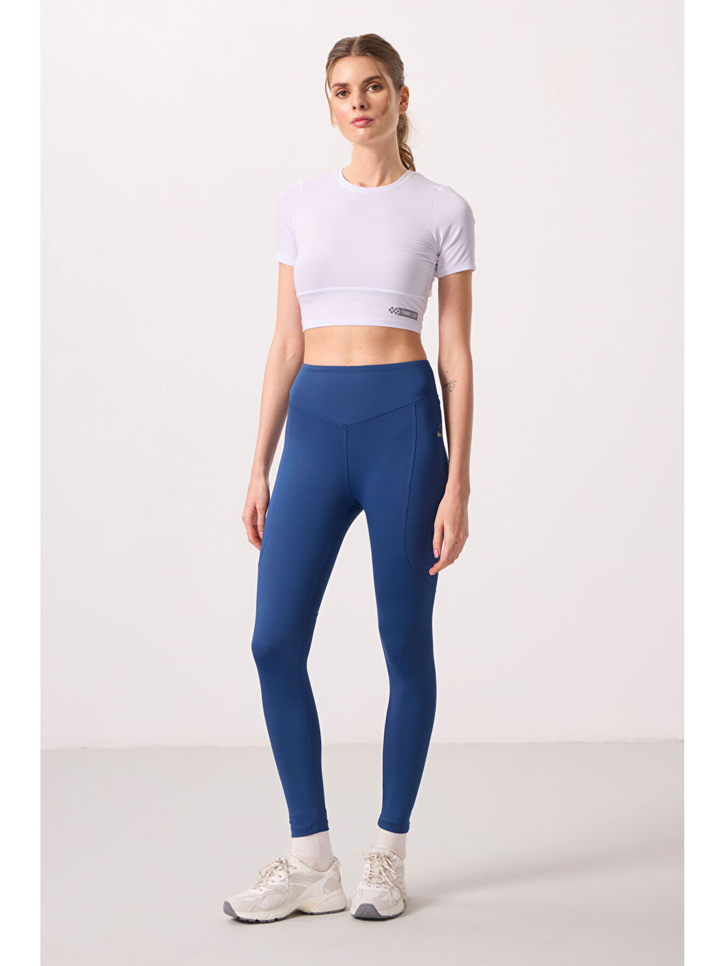 Lacivert Parlament Polyester Standart Fit Esnek Performans Kadın Tayt - 94666