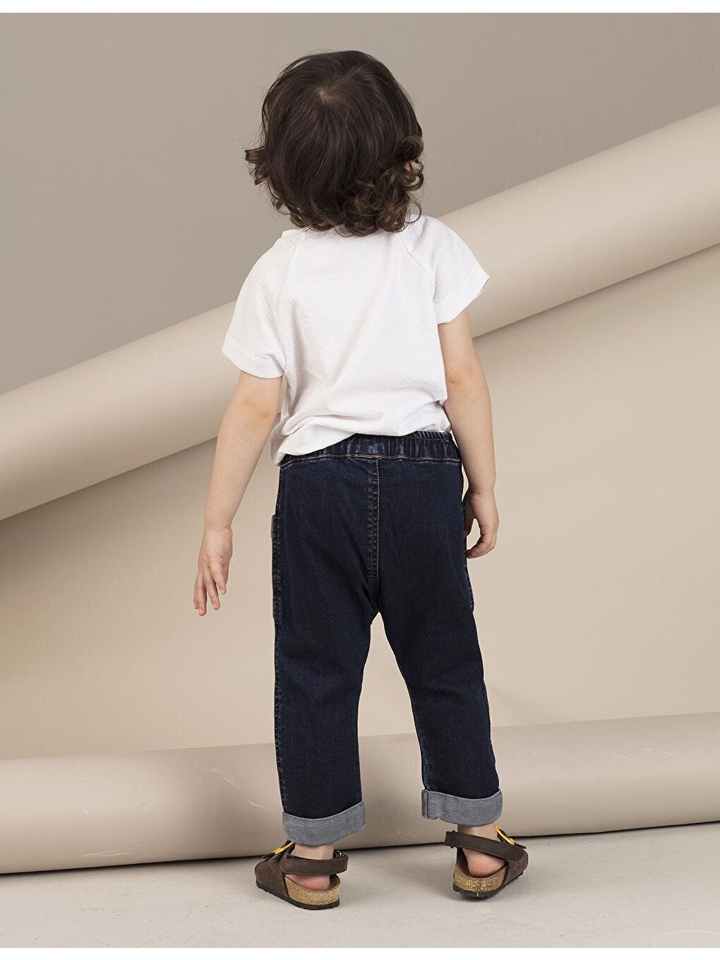 Lacivert Düğmeli Erkek Çocuk Jean Kapri-1