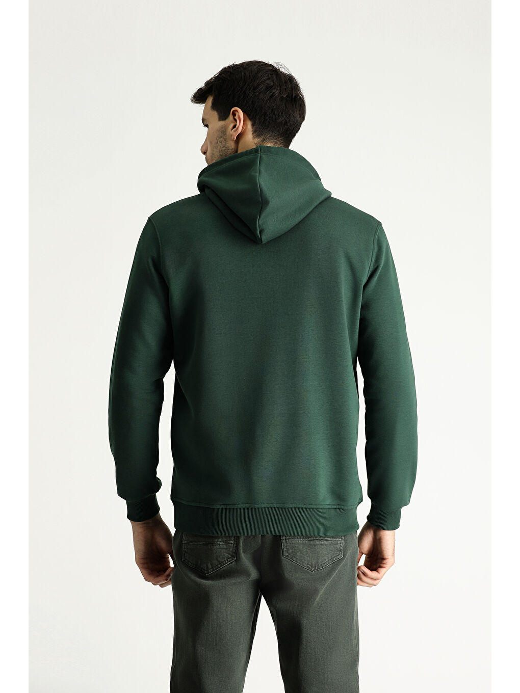 Yeşil Kapüşonlu Nakışlı Pamuklu Sweatshirt-3