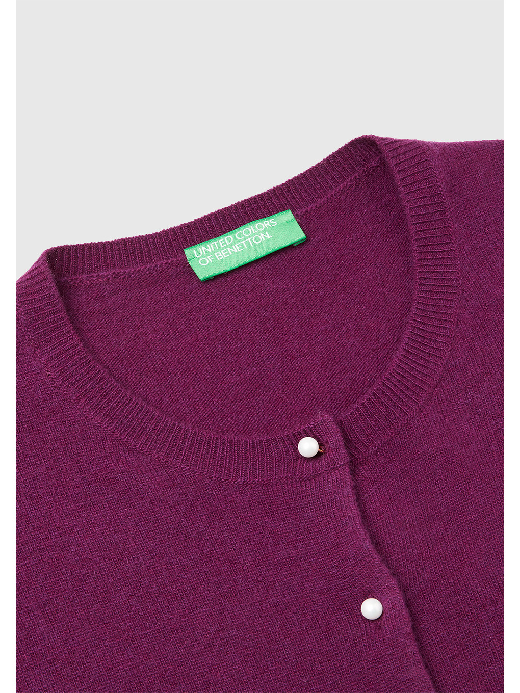 Kadın Mürdüm %100 Merino Bisiklet Yaka İnci Düğmeli Hırka-6