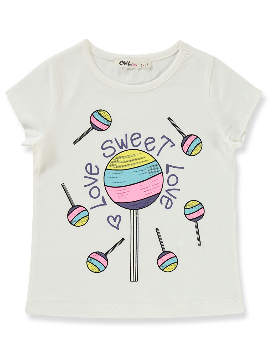 Girls Kız Çocuk Tişört 2-5 Yaş Ekru