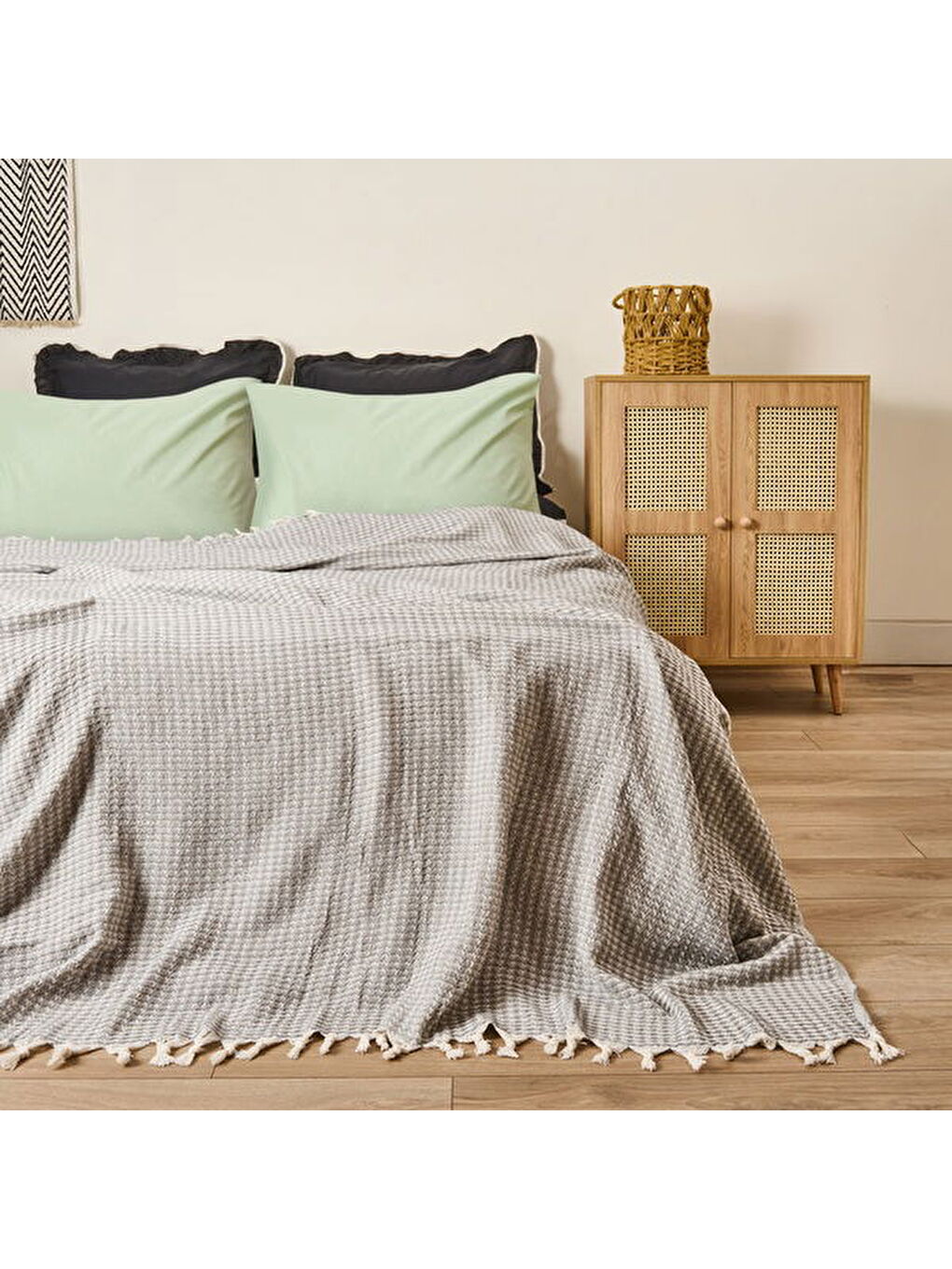 Soft Punto Çift Kişilik Yatak Örtüsü - Gri - 200x230 cm