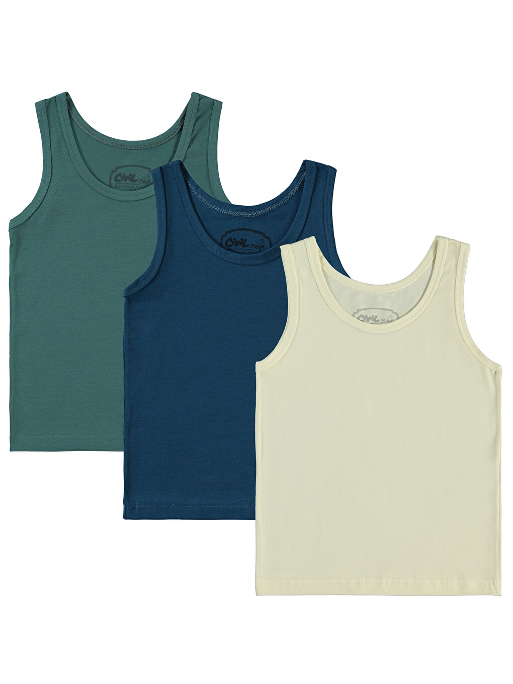 Boys Erkek Çocuk 3'lü Atlet Set 2-10 Yaş Yeşil