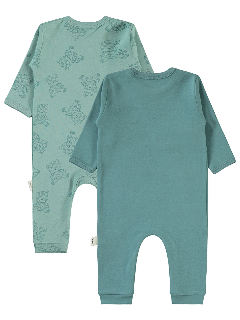 Baby Erkek Bebek 2'li Patiksiz Tulum 3-9 Ay Petrol-1