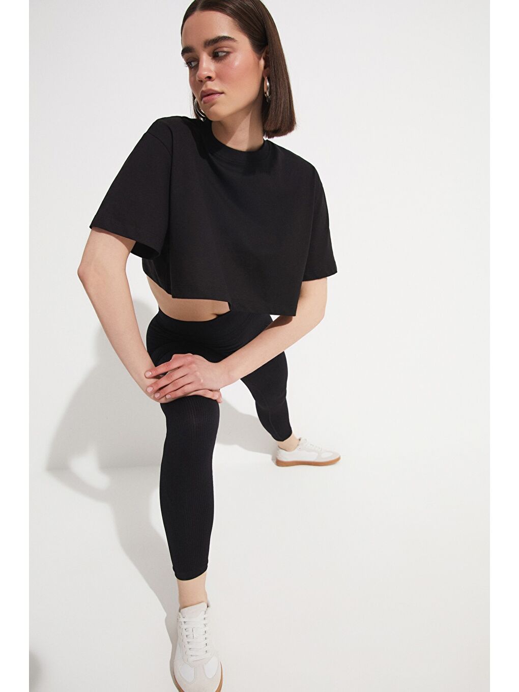 Siyah Kadın Fitilli Tayt-2