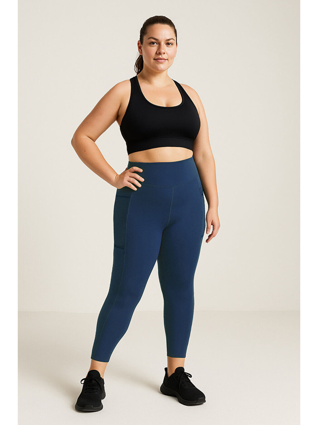 İndigo Esnek Standart Fit Performans Battal Büyük Beden Kadın Tayt - 94652