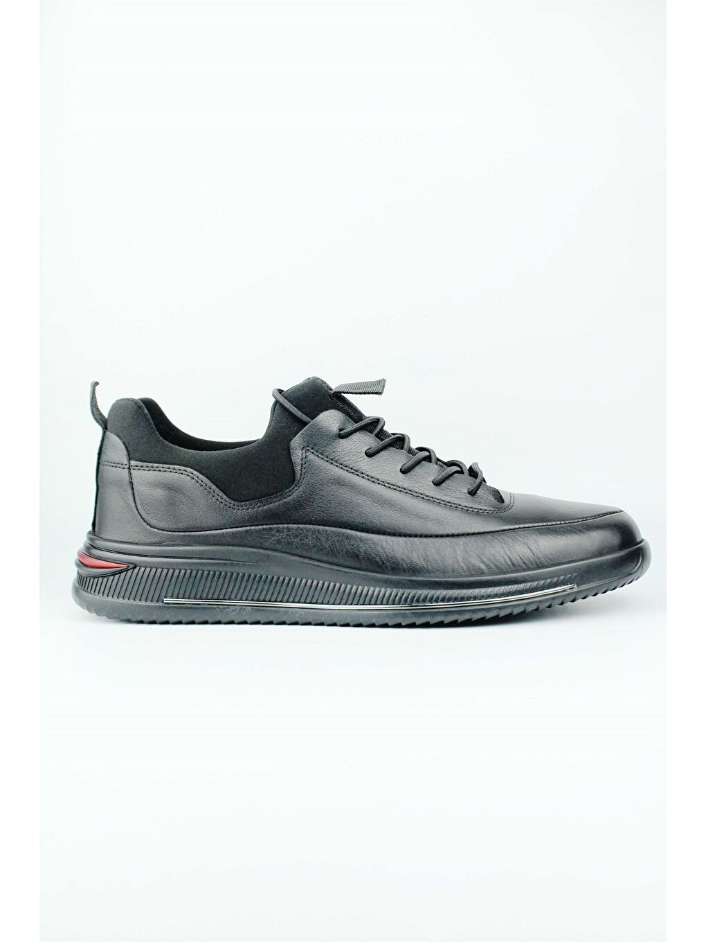 Siyah Legacy Hakiki Deri Lastik Bağcıklı Sneaker Erkek