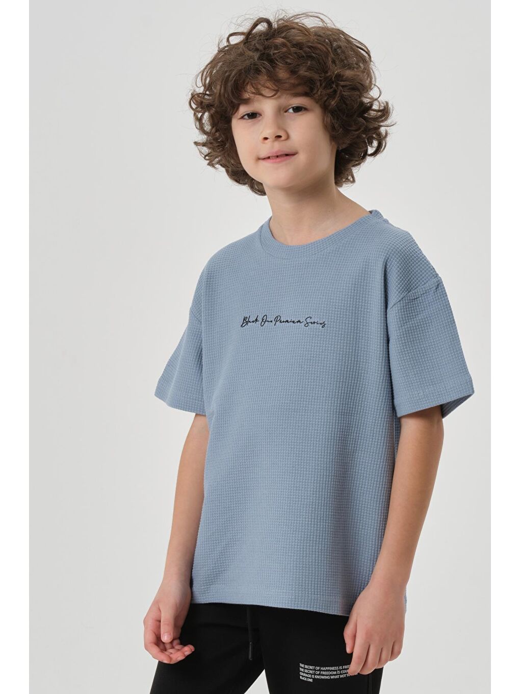 Mavi Erkek Çocuk Waffle Kumaş Yazlık T-Shırt-1