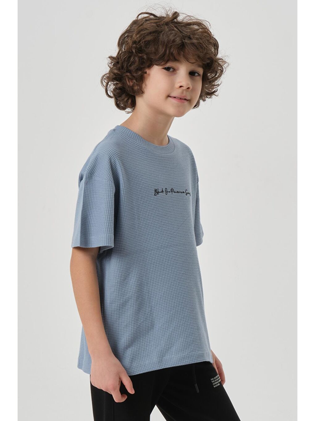 Mavi Erkek Çocuk Waffle Kumaş Yazlık T-Shırt-2