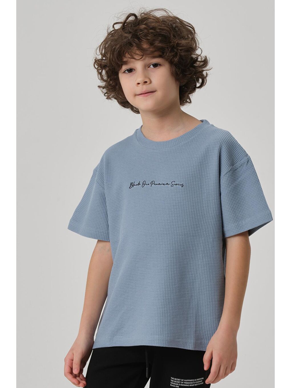 Mavi Erkek Çocuk Waffle Kumaş Yazlık T-Shırt-4