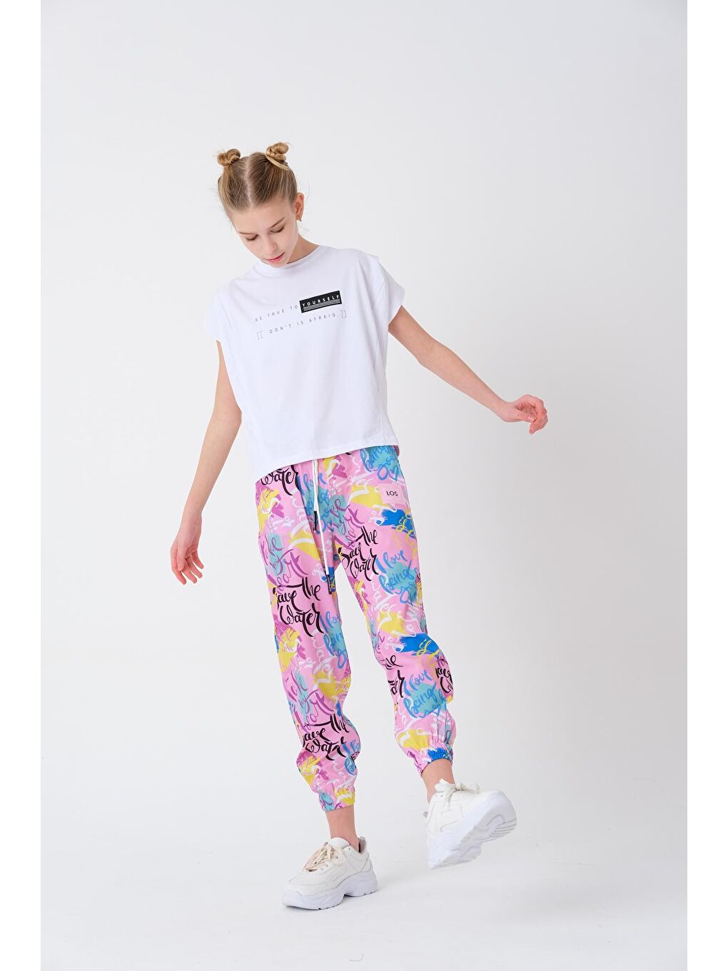 Beyaz Kız Çocuk Omzu Pileli T-Shirt 7-14 Yaş-1