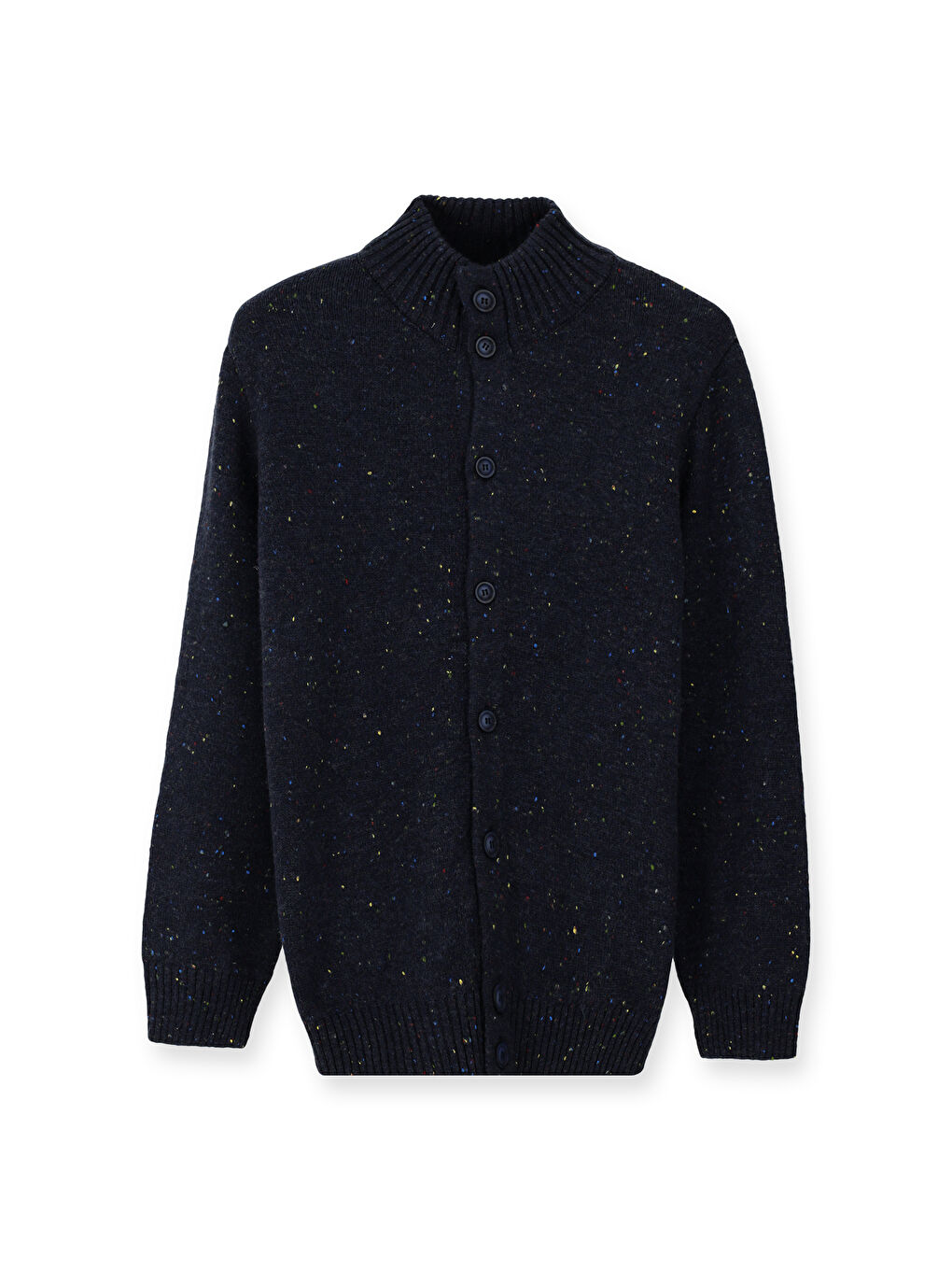 Lacivert Desenli Yünlü Triko Hırka-5