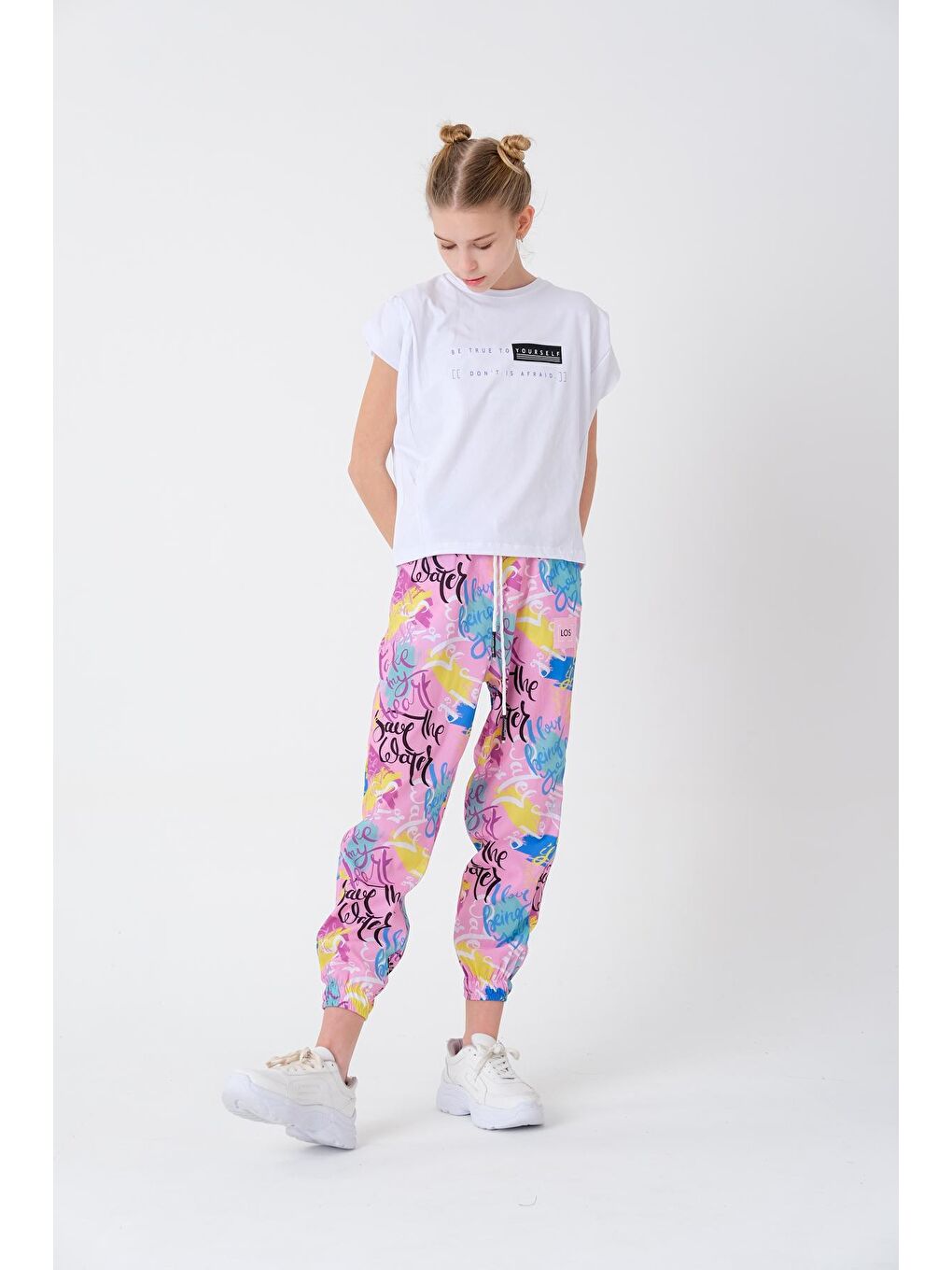 Beyaz Kız Çocuk Omzu Pileli T-Shirt 7-14 Yaş-3