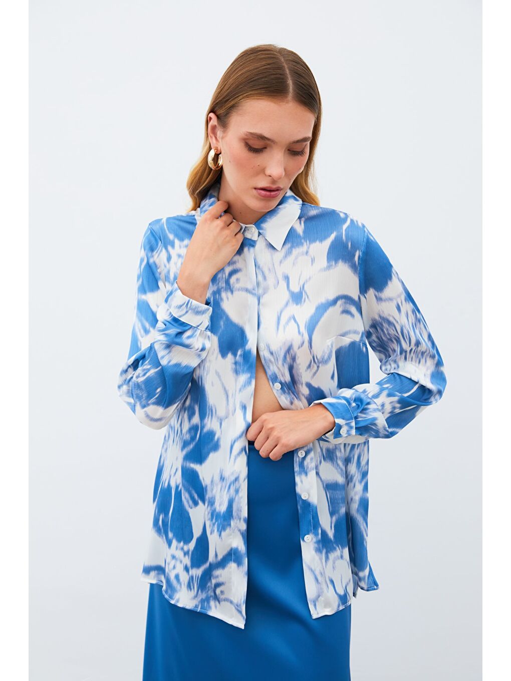 Desenli Gömlek - Mavi-1