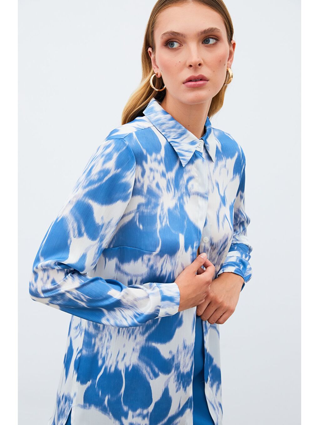 Desenli Gömlek - Mavi-2