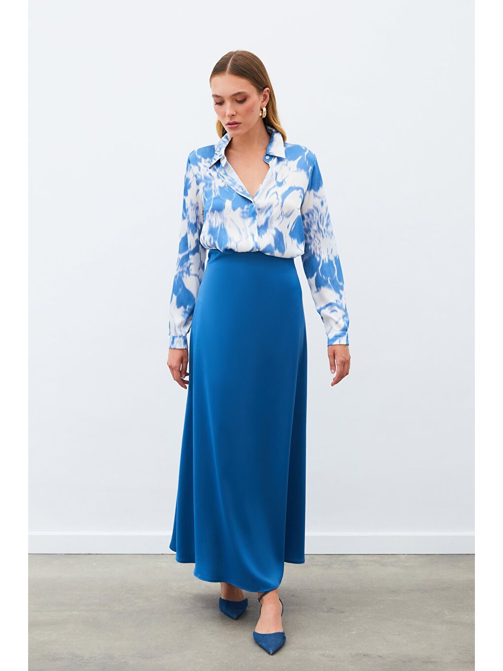 Desenli Gömlek - Mavi-3