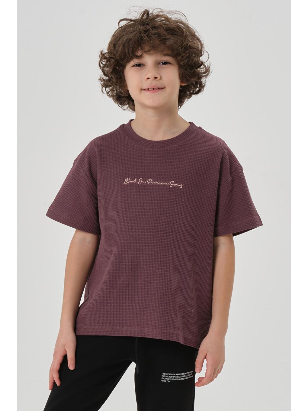 Mürdüm Erkek Çocuk Waffle Kumaş Yazlık T-Shırt-4