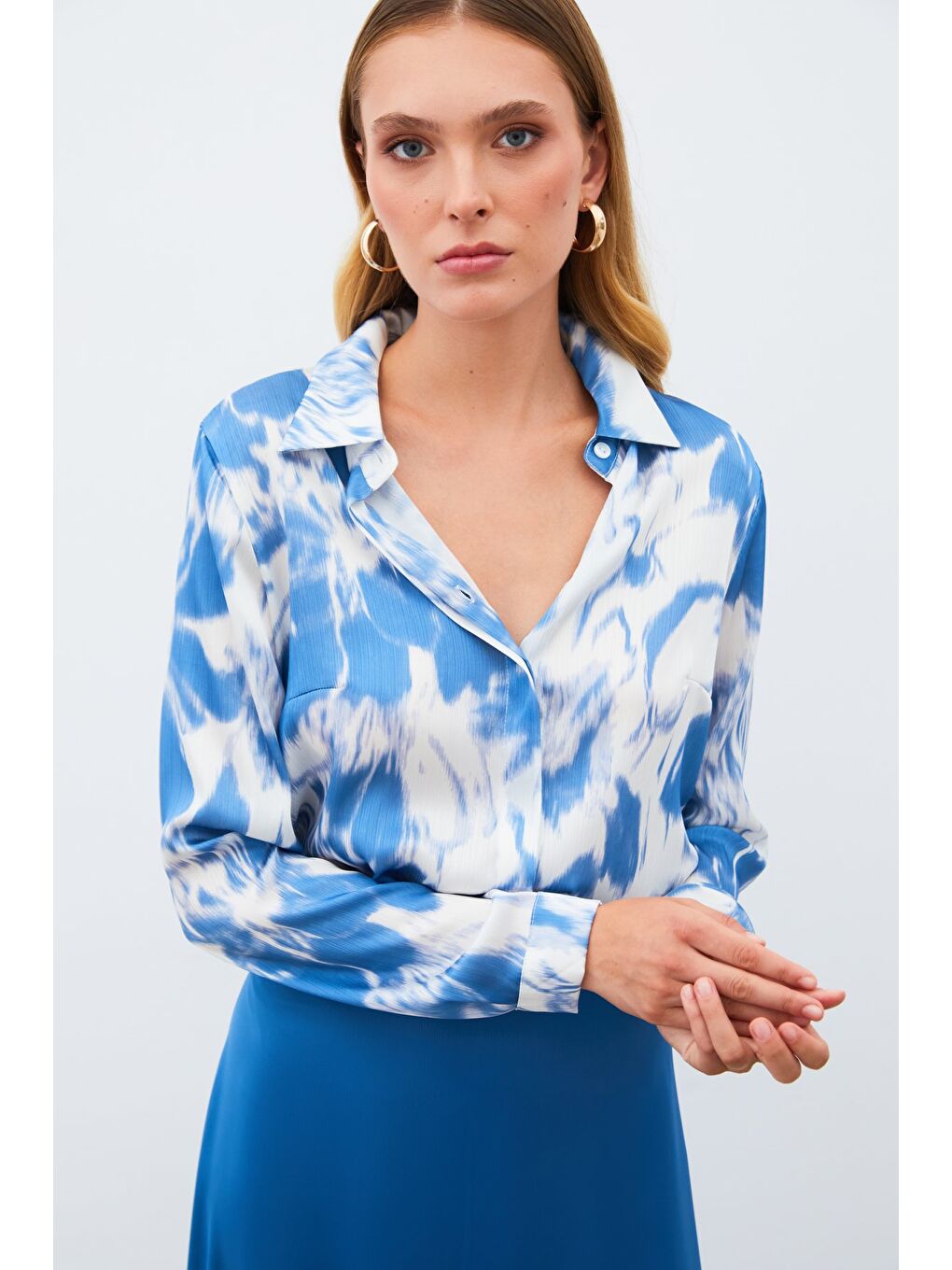 Desenli Gömlek - Mavi-6