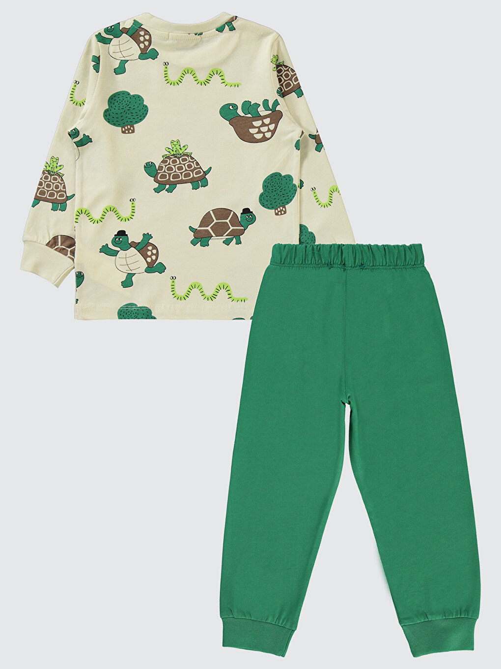 Bej Erkek Çocuk Pijama Takımı 2-5 Yaş Taş Rengi-1