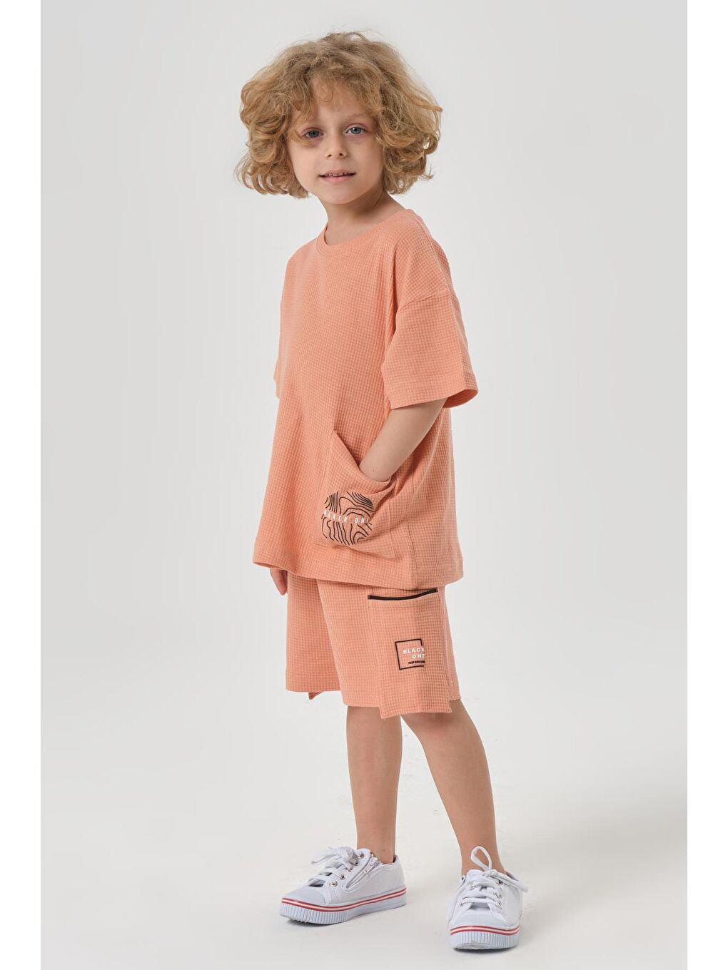 Gri Erkek Çocuk Penye Waffle Kumaş Alt Üst Takım-2