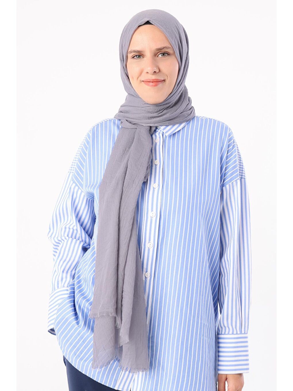 Gri Olay Pamuk Şal-1