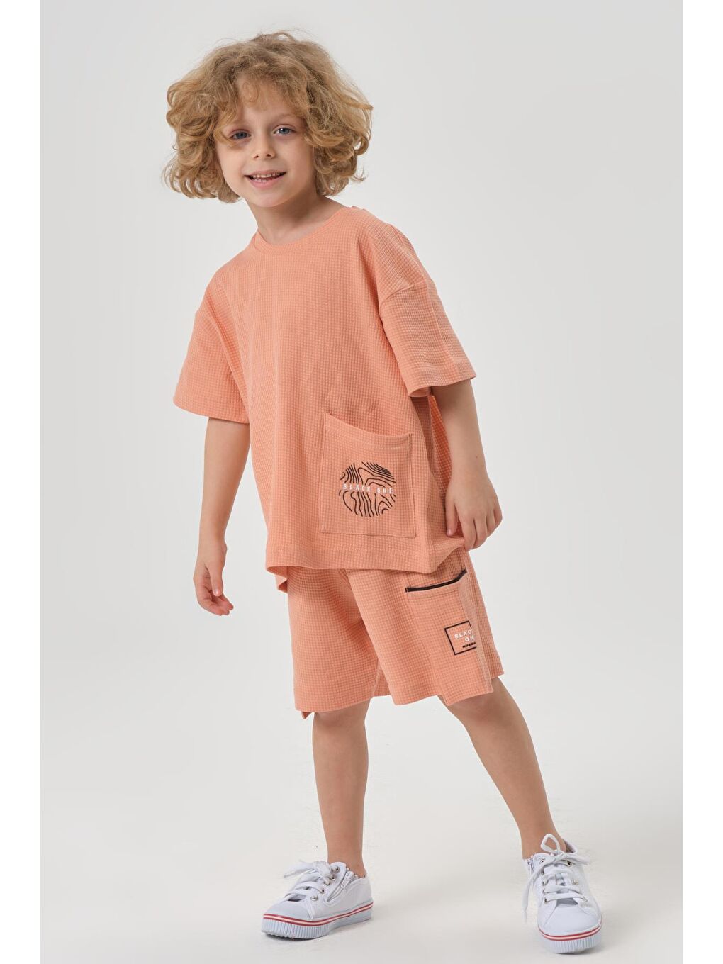 Gri Erkek Çocuk Penye Waffle Kumaş Alt Üst Takım-4