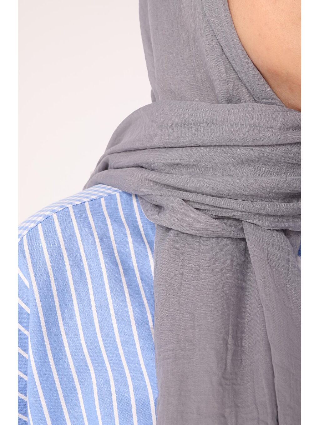 Gri Olay Pamuk Şal-3