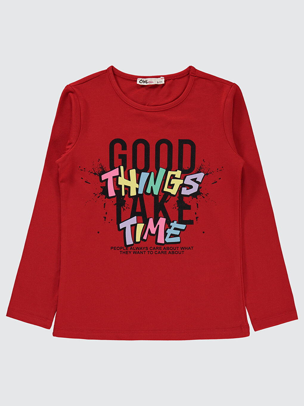 Civil Kirmizi Kız Çocuk Sweatshirt 6-9 Yaş Kırmızı