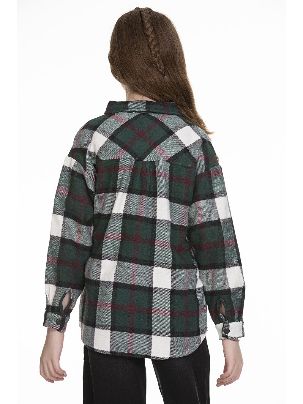 Yeşil Kız Çocuk Ekose Gömlek 9-14 Yaş Lx148-4