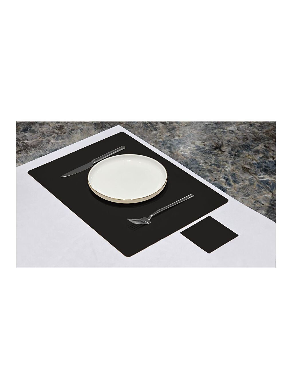 Deri Amerikan Servis Supla Placemats Dikdörtgen model Siyah 2 Kişilik 4 Parça