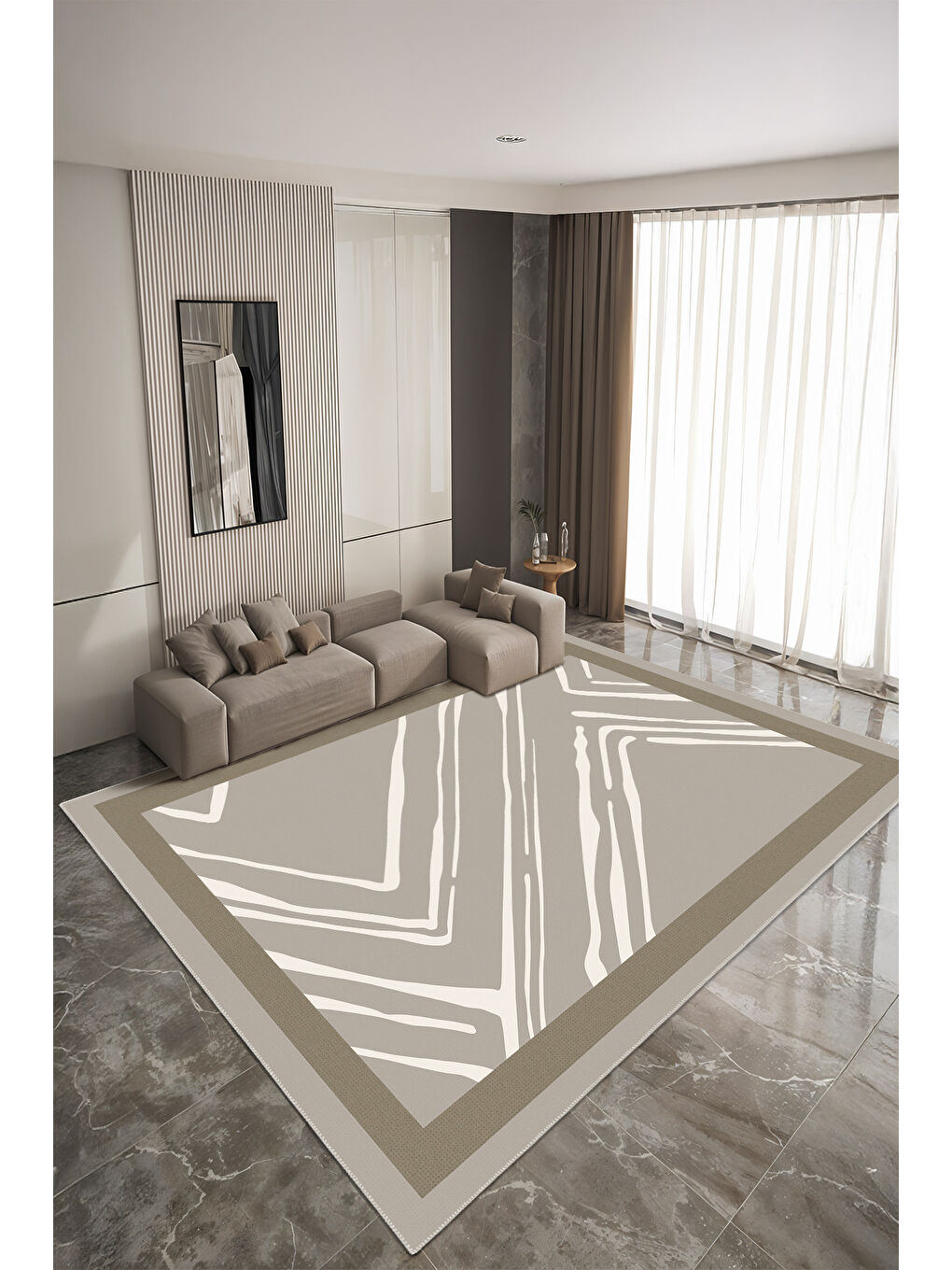 Kahverengi Modern Dekoratif Yıkanabilir Kaymaz Taban Halı – İnce, Yumuşak Salon Halısı, Mutfak Halısı ve Yolluk-1