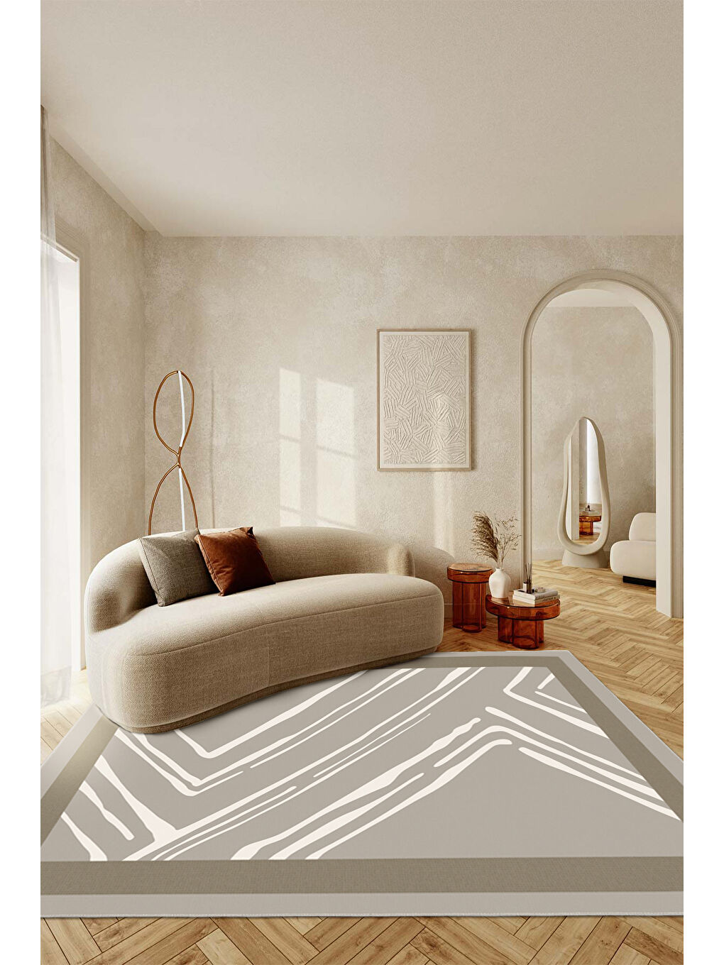 Kahverengi Modern Dekoratif Yıkanabilir Kaymaz Taban Halı – İnce, Yumuşak Salon Halısı, Mutfak Halısı ve Yolluk-2