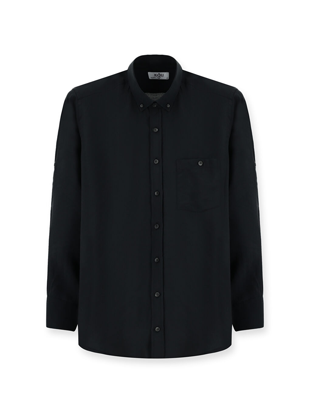 Siyah Uzun Kol Regular Fit Düğmeli Yaka Spor Gömlek-6