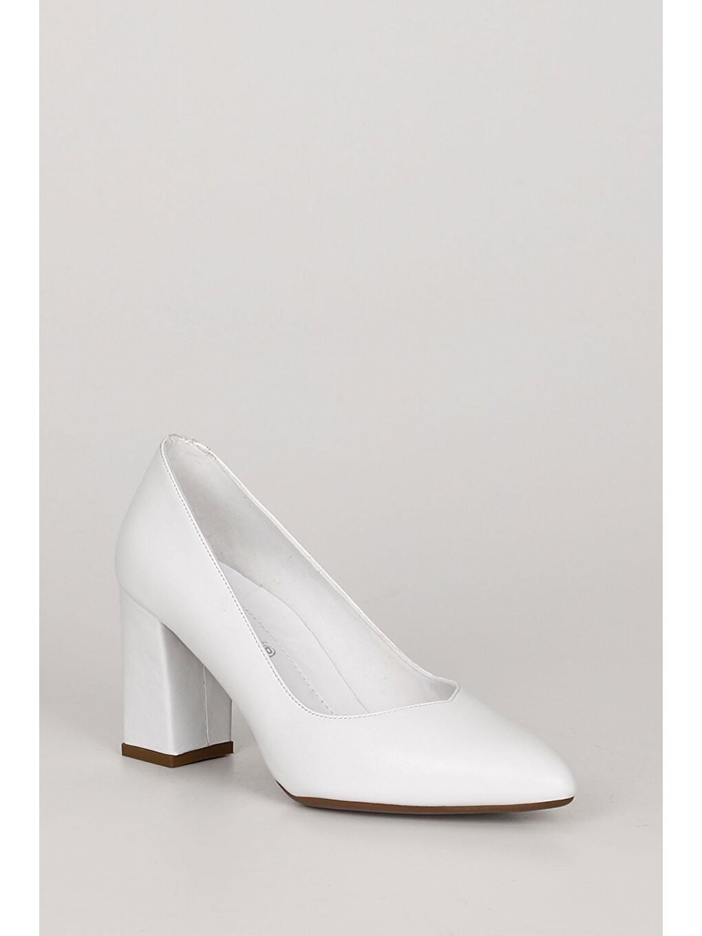 Beyaz BEYAZ  Hakiki Deri Sivri Burun Yüksek Kalın Topuklu Kadın Ayakkabı 24171-4