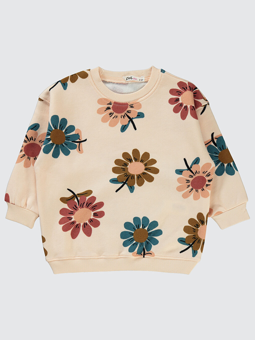 Pembe Kız Çocuk Sweatshirt 2-5 Yaş Somon