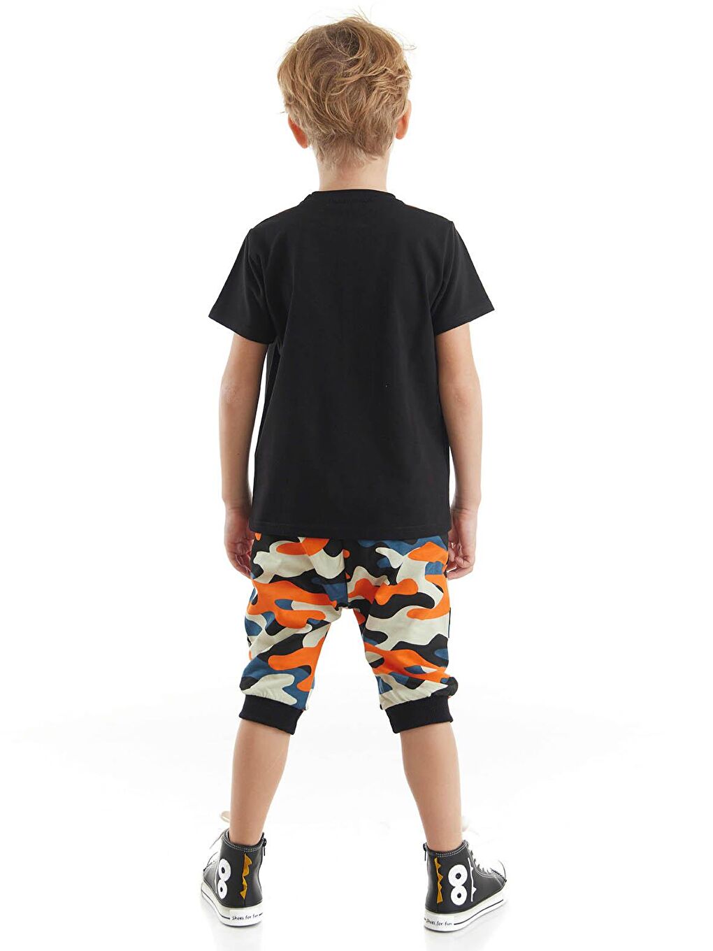 Denokids Karışık Stay Wild T-Shirt Kamuflaj Kapri Pantolon Takım - 1