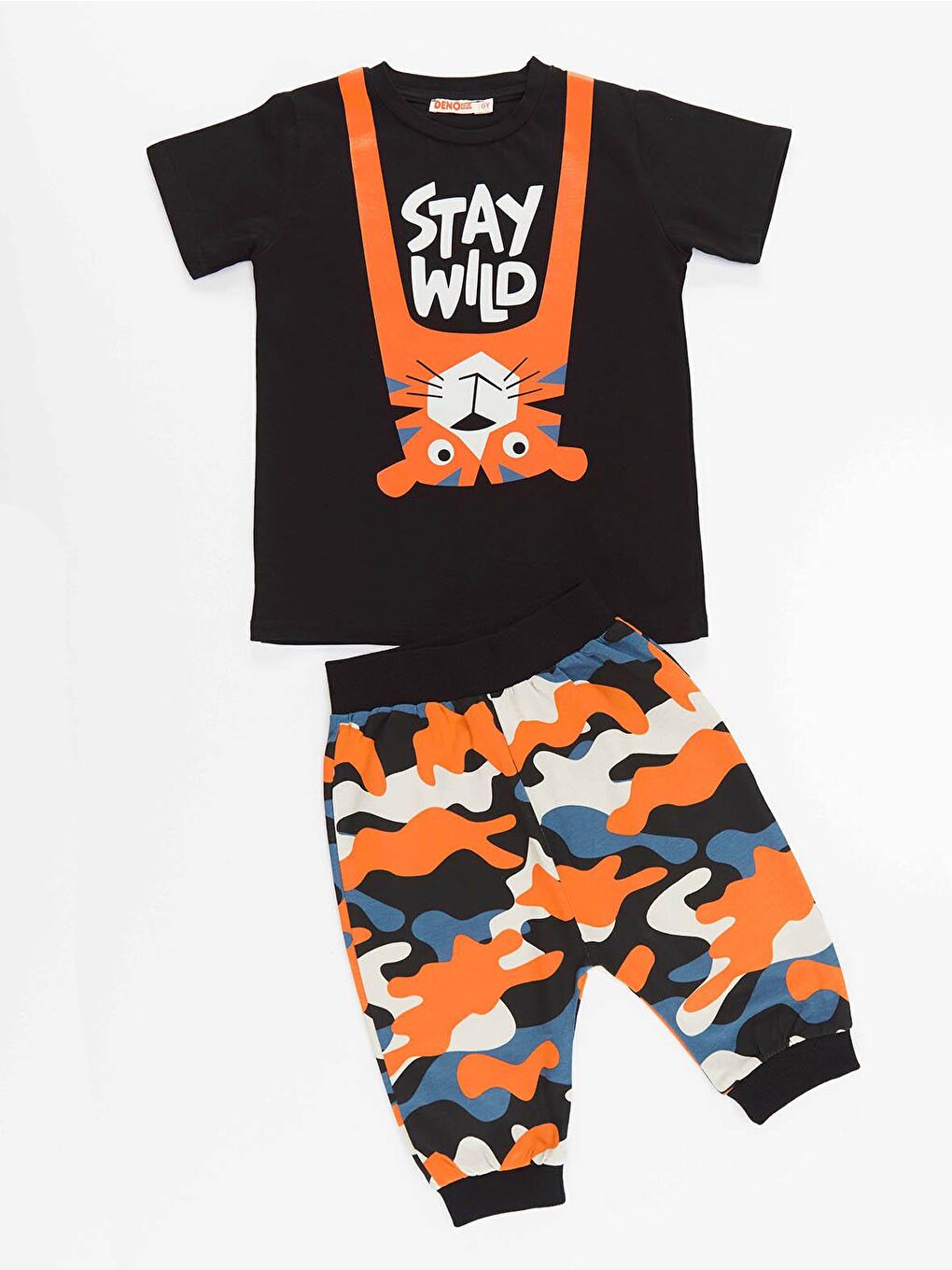 Denokids Karışık Stay Wild T-Shirt Kamuflaj Kapri Pantolon Takım - 2