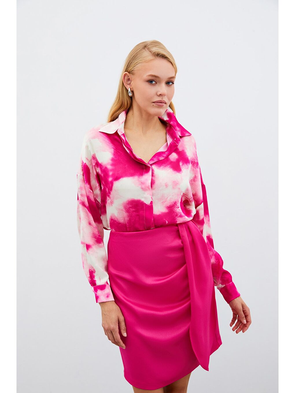 Salaş Uzun Gömlek - Fuşya-1