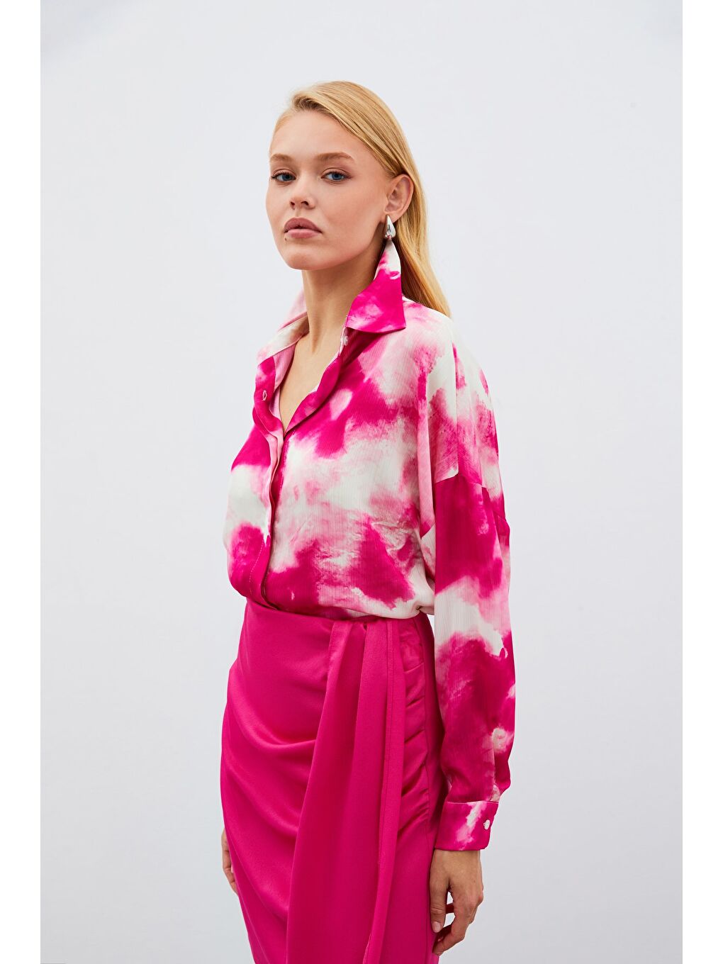 Salaş Uzun Gömlek - Fuşya-2