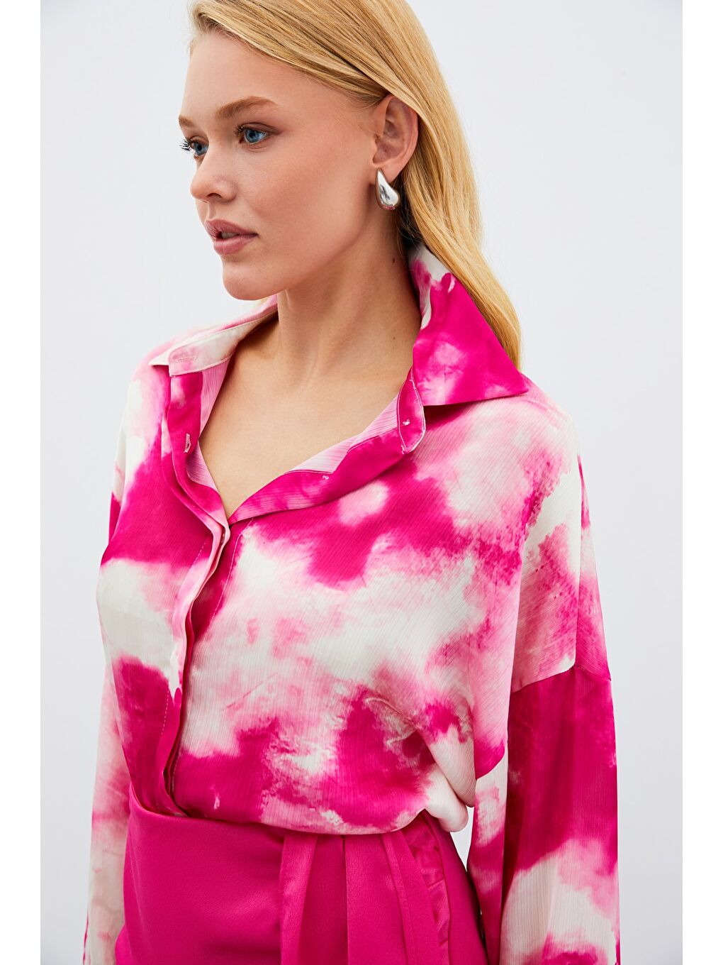 Salaş Uzun Gömlek - Fuşya-4