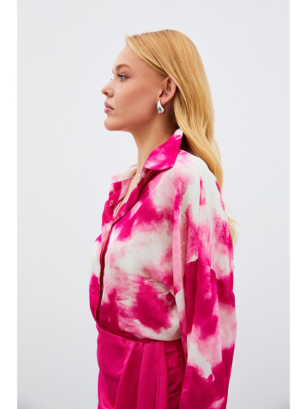 Salaş Uzun Gömlek - Fuşya-5