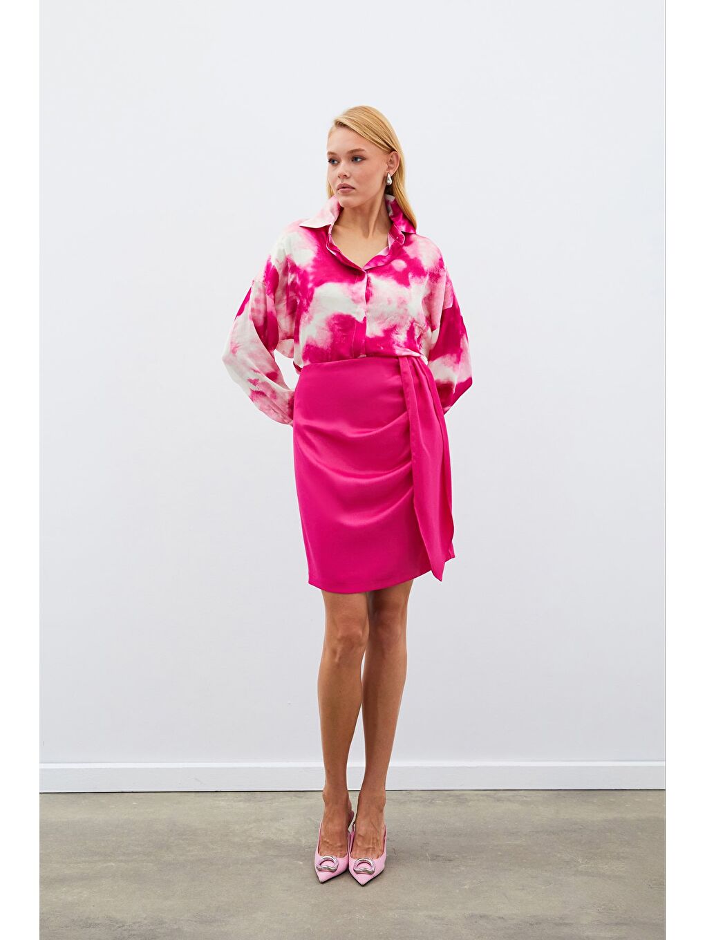 Salaş Uzun Gömlek - Fuşya-6