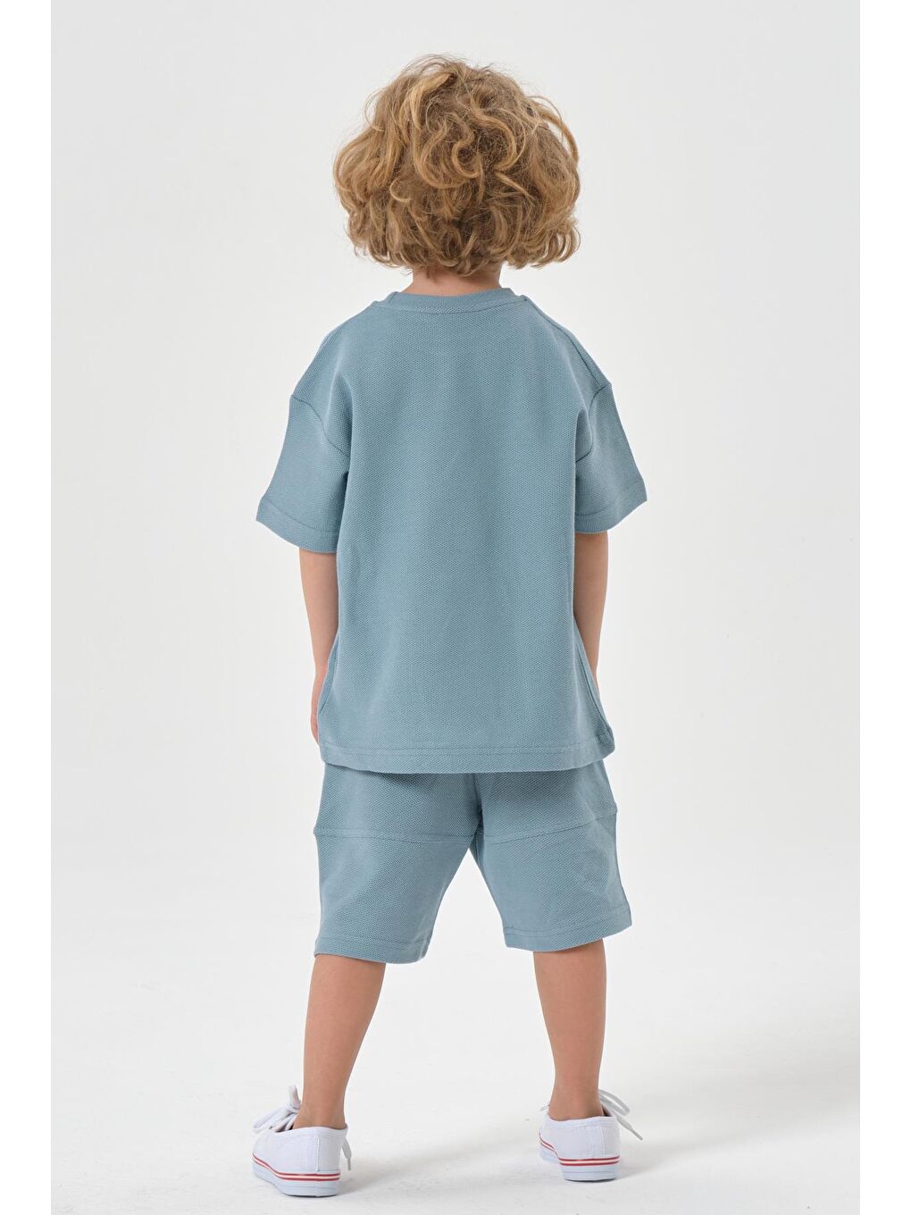 Mavi Erkek Çocuk Şort Bisiklet Yaka Üst Takım-4
