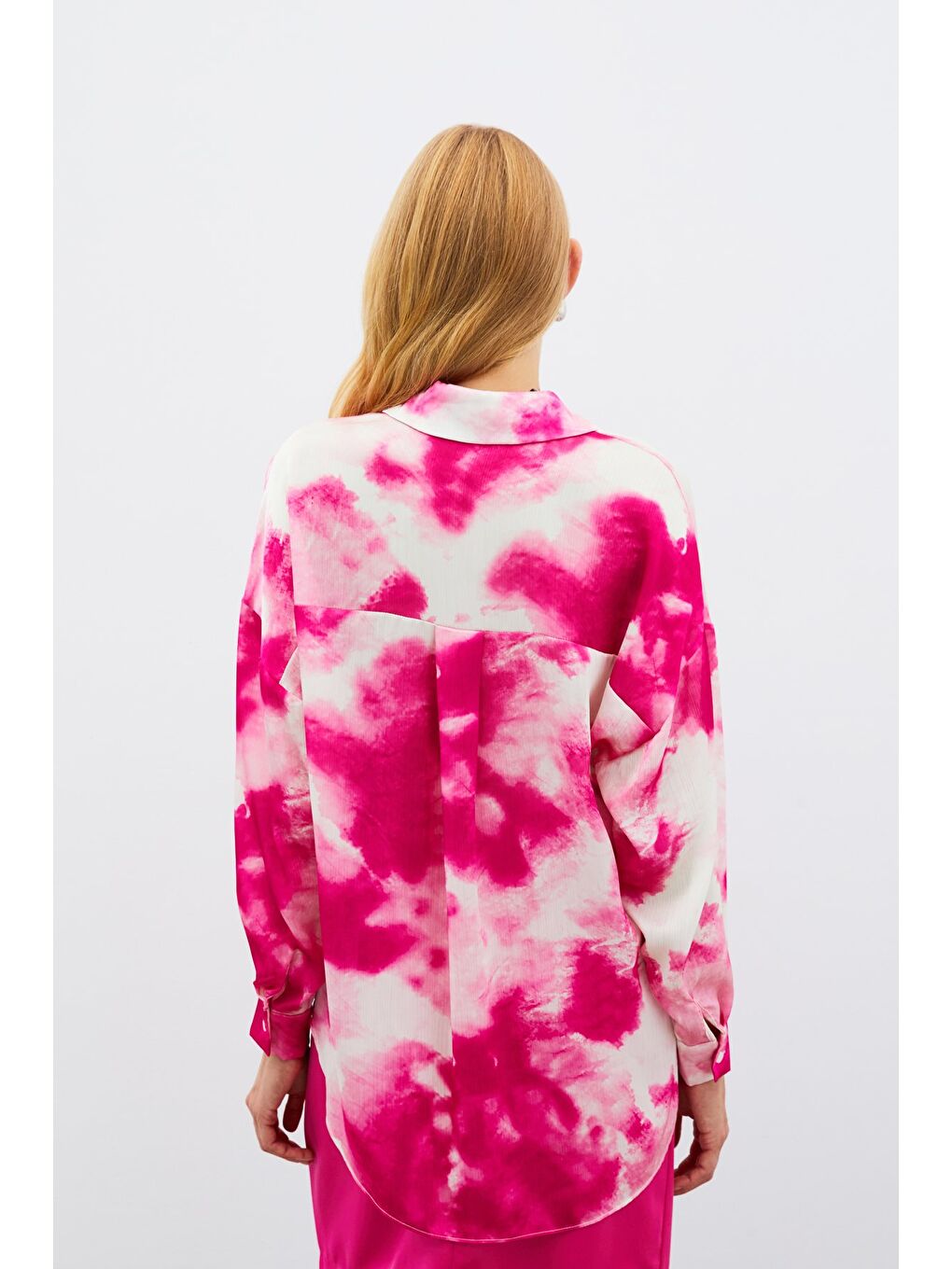 Salaş Uzun Gömlek - Fuşya-7