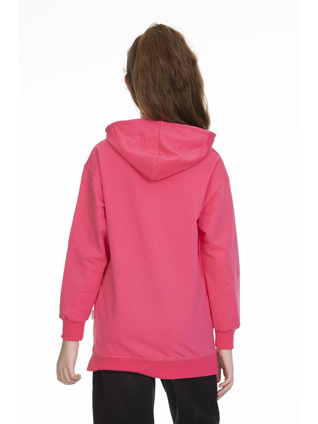 Pembe Kız Çocuk Kapüşonlu Kanguru Cepli Sweat 9-14 Yaş Lx154-4
